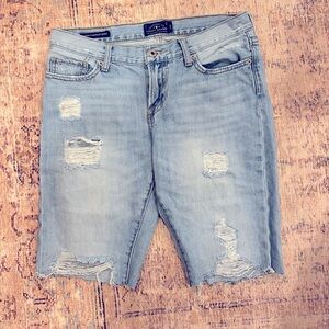Lucky Brand Light Blue Jean Shorts Bermuda Long Cutoff